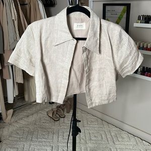 Linen button down crop top